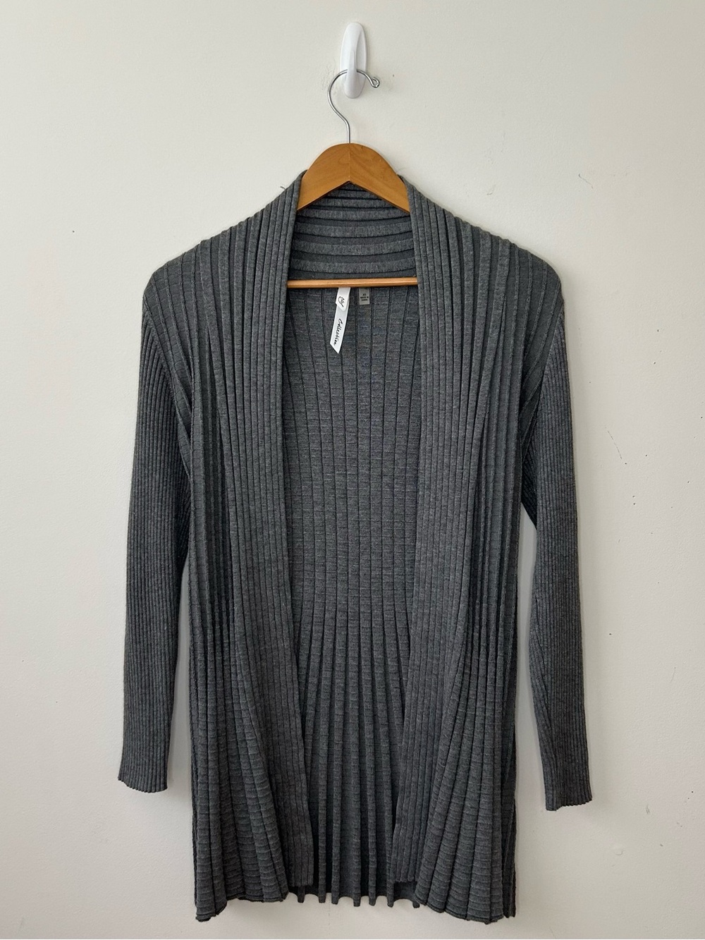 NY Collection Gray Cardigan Long Sweater Open Front XS
